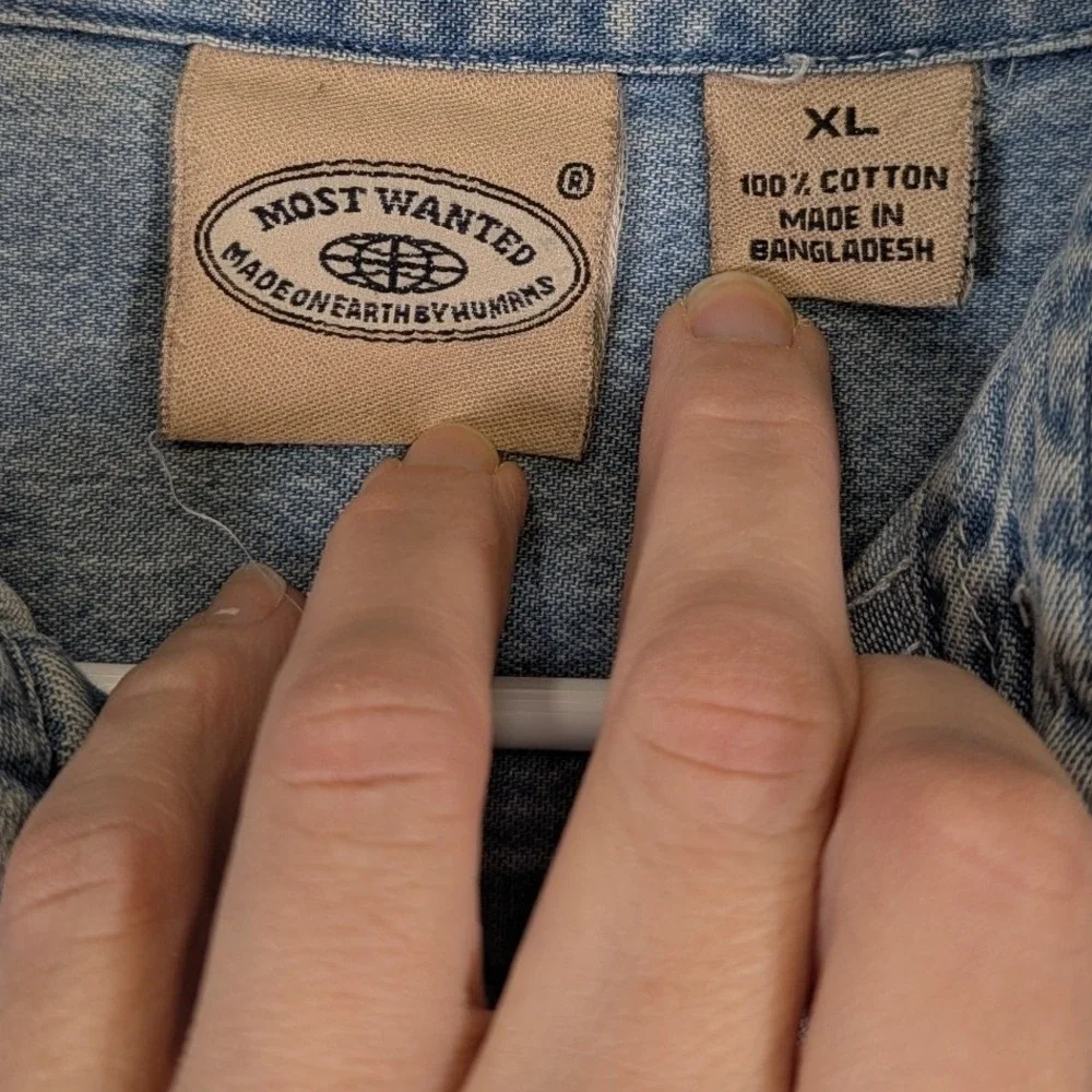 Most Wanted Mens XL Westie Dog American Flag Bandana Denim Short Sleeve Shirt - Picture 4 of 8